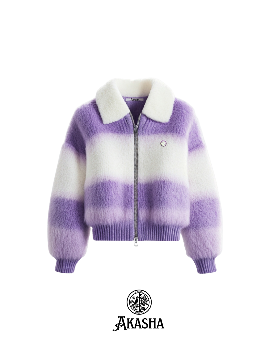 Fluffy Purple Zip Up Jumper