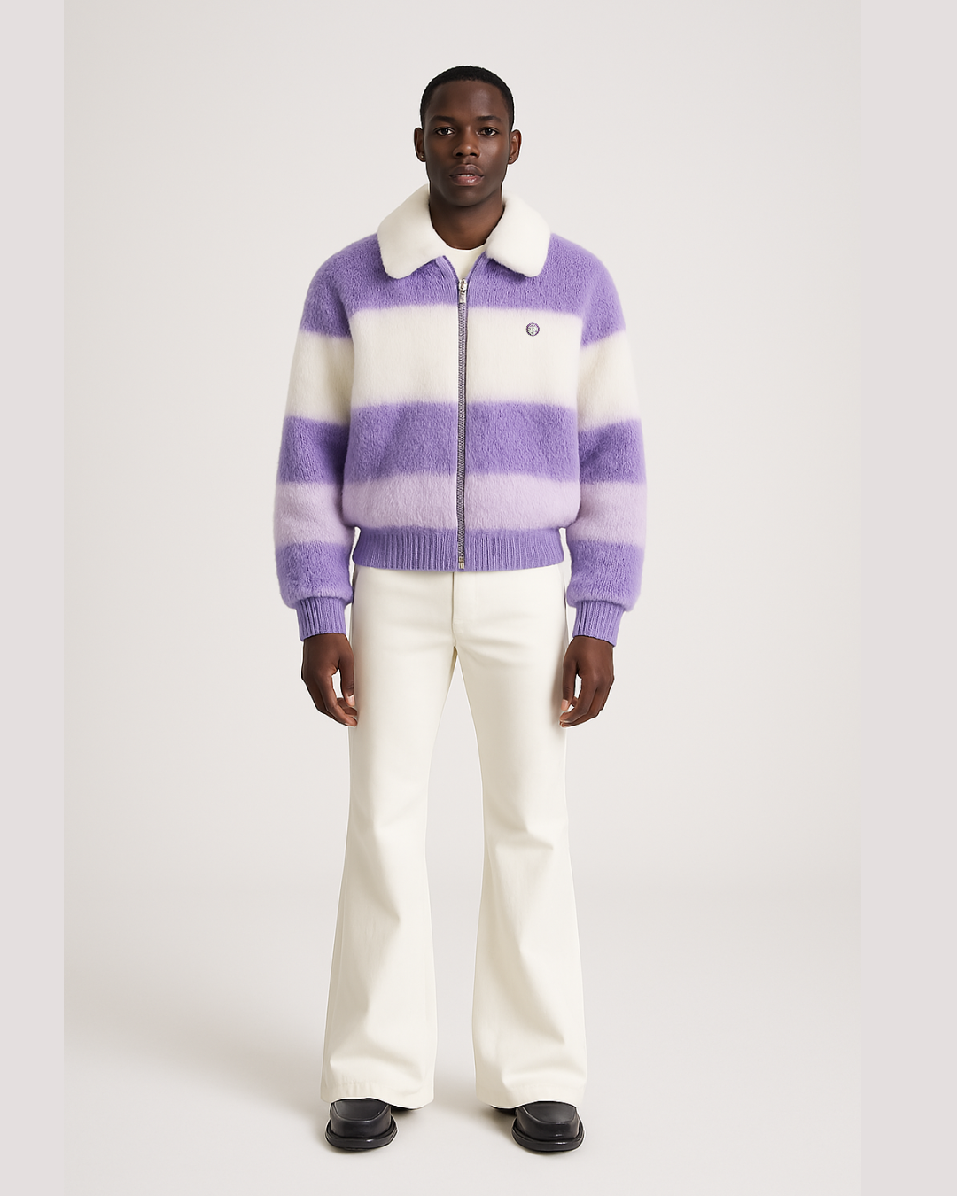 Fluffy Purple Zip Up Jumper